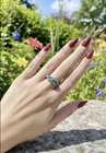 Vintage Native American Zuni Turquoise Petite Point Sterling Silver Ring Size 9