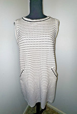 Loft Black Ivory Morse Code Shift Dress Size Small