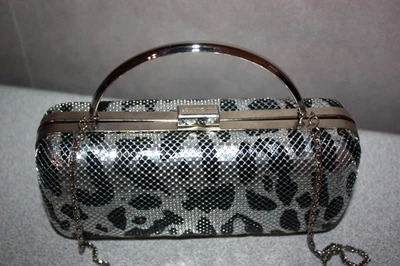 LANCASTER Sac Pochette de Soirée Sequins Argentés Chaînette TBE - Photo 1/4