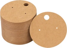 100Pcs Earring Cards, 2In Brown round Earring Display Holder Cards, Blank Kraft 