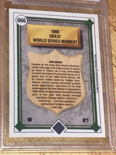 1989 Upper Deck #666 - Kirk Gibson Los Angeles Dodgers PSA 4, Pop 1, Rainbow - Imagen 6 de 6