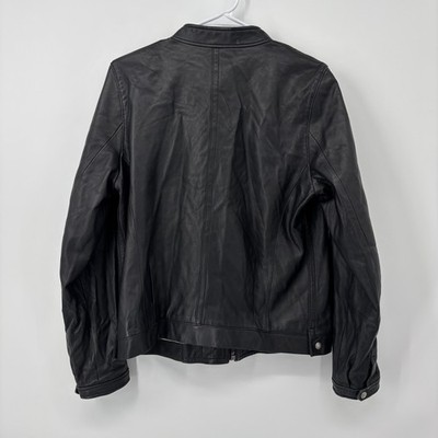 Coach Black Genuine Leather Jacket Men's Size Large Full Zip Moto