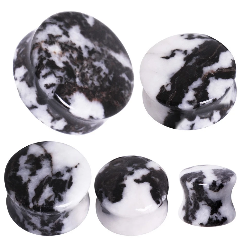 PAR de tapones de silla de montar de piedra cebra natural Foto 2 de 4