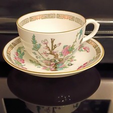 Hammersley & Co Bone China Cup & Saucer Floral White Pink Green Gold England