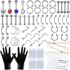 TKKUY 89 Pcs Body Piercing Kit for All Piercings Nose Piercing...