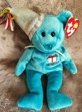 TY Beanie Babies DECEMBER the Teddy Birthday Bear with hat 9.5 inch
