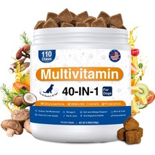 Dog Multivitamin, 40in1 Dog Vitamins and Supplements Chewable Contain Probiot...