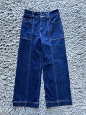 Anthropologie Pilcro Jeans Womens 28 Blue Skipper Seamed High Rise Crop Wide Leg