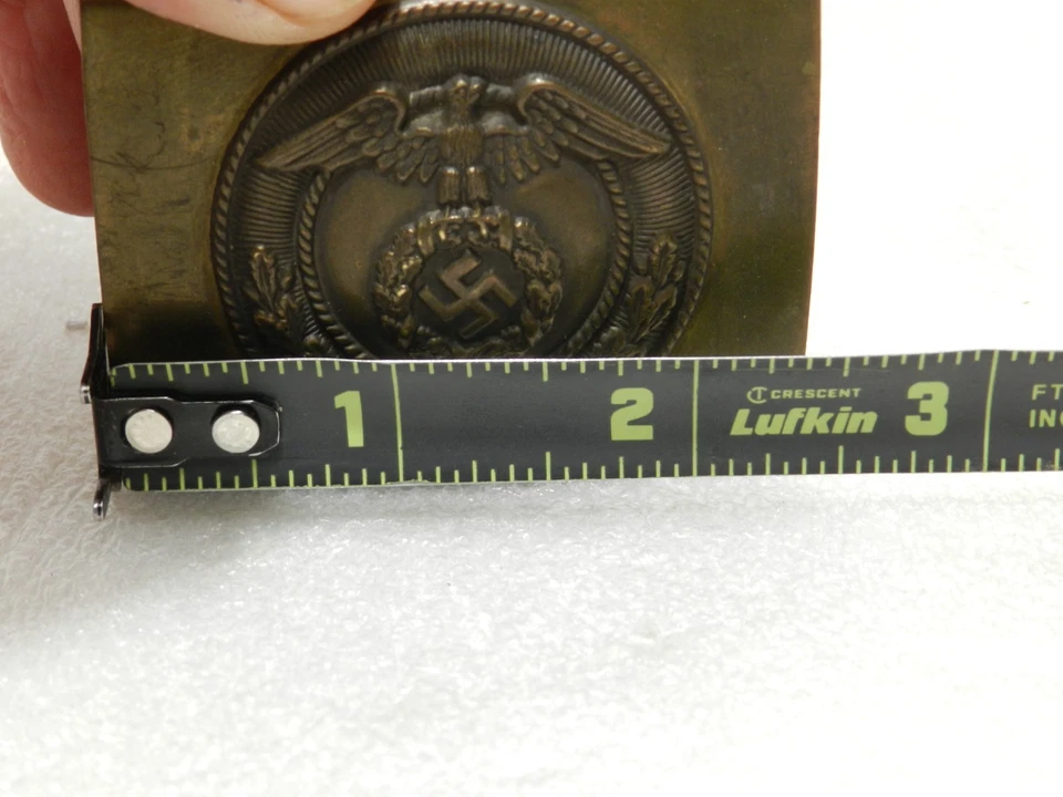 Hebilla de cinturón de latón original alemana de la Segunda Guerra Mundial SA EM/NCO (A21JJ?) Foto 2 de 4