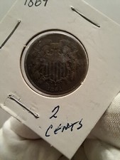 1864 2 Cent Piece | Large Motto | Corrosion | "WE" Legible | Combined Shipping