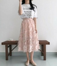 Lady Tassel Tutu Dress Skater Stretch High Waist Pleated Swing Cropped Skirt New