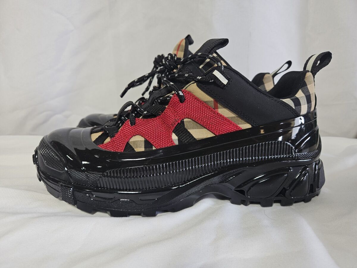 Burberry Arthur Story Low Sneakers Black Red Archive Beige Burberry Arthur Story Low Sneakers Black Red Archive Beige
