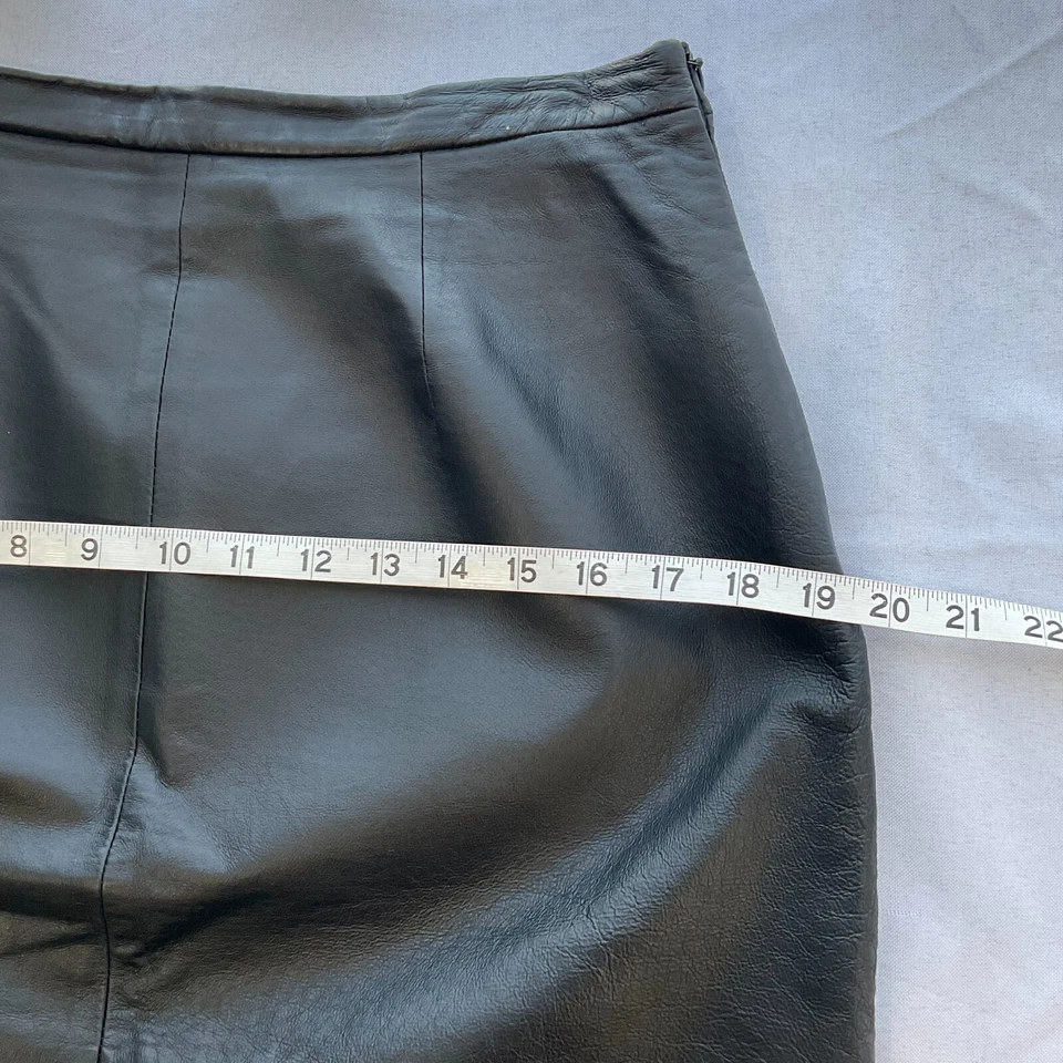 Falda de cuero vintage Jones Wear para mujer talla 10 forrada panel negro Foto 4 de 4