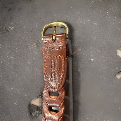 Capezio Vintage Braided Woven Genuine Leather Brown Belt  display picture 3