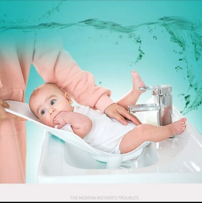 Baby Badematte Tragbar Waschboden Rosa&Weiß