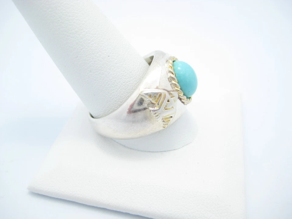 Sterling Silver TNC The Noble Collection Turquoise Eagle 925 Ring Size 13 - Image 3 of 4
