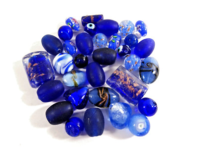 33 Bead Landing BLUE GLASS BEADS Assorted Styles Jewelry Bracelets Crafts