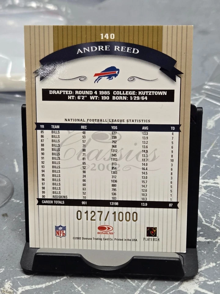 2002 Donruss Classics Legend /1000 Andre Reed #140 HOF - Image 2 of 2
