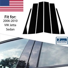 Fit For Vw Jetta Mk5 2006-2010 Sedan Door Trim Pillar Posts Gloss Black 6pc Set