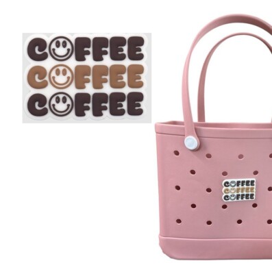 Coffee Beach Bag Accessories PVC Rubber Totes Insert Charms Emoji Jumbo Cup Bean