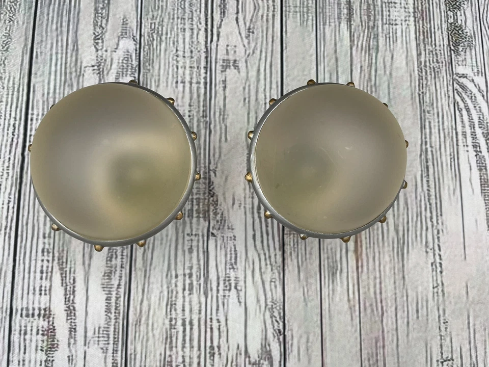 Vintage RARO Ikea Vidro Fosco Redondo Órbita Globo Prata Cortina Vara Acabamentos - Imagem 3 de 4