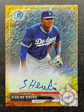 2017 Bowman Chrome Prospects Auto Gold Shimmer Refractor Starling Heredia 3/50