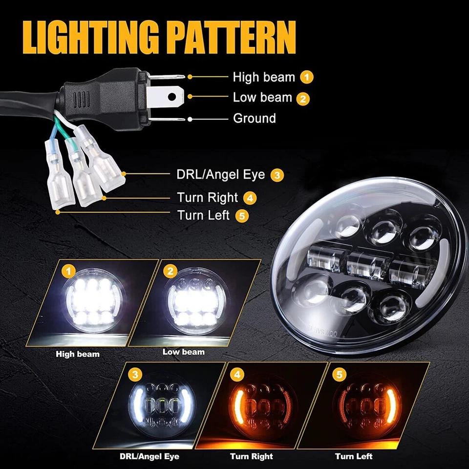 Faro LED Halo luz DRL haz alto/bajo para Harley-Davidson Dyna 1983-2017 Foto 4 de 4