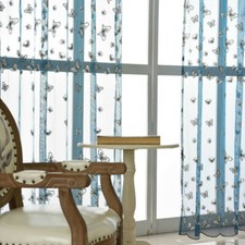 Butterfly Blue Tüllstoff Voile Meterware Stoff Vorhang Deko Panel