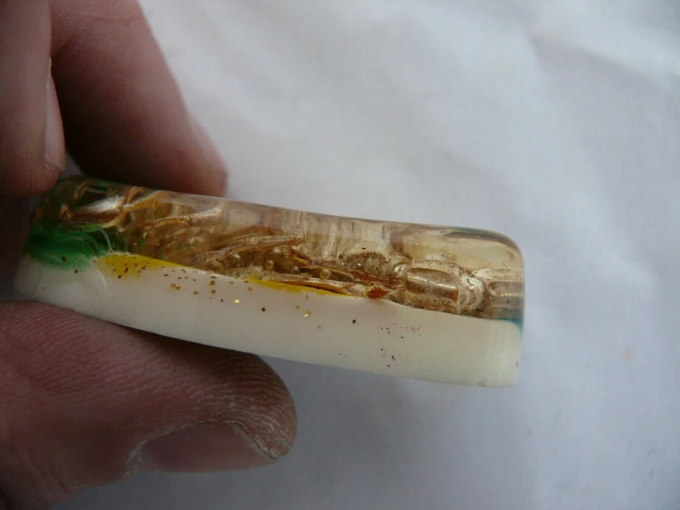 COLLANA IN VERO ORO SCORPIONE GLOW LUCITE CIONDOLO INSETTI GIOIELLI TASSIDERM... - Immagine 3 di 4