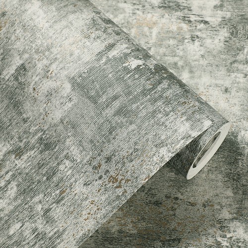 Distressed Stone Wallpaper Metallic Textured Concrete Cove Green Wall.Coverings. - Picture 25 of 47