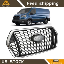 Black+Chrome Front Upper Grille Grill For Ford Transit T150 T250 T350 2020-2022