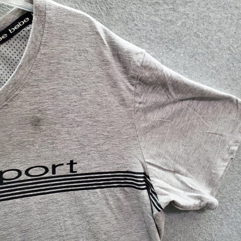 Camiseta bebe Mujer Ropa Activa 2X Gris Logo Spellout Manga Corta Cuello Redondo LEER Foto 2 de 4