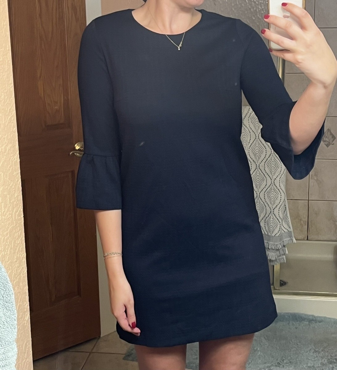 BANANA REPUBLIC Flutter-Sleeve Dress Sz S Navy Blue Sheath Dress