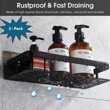 2 Pack Shower Caddy, Bathroom Organizing Shelves - No Drill Adhesive, Black