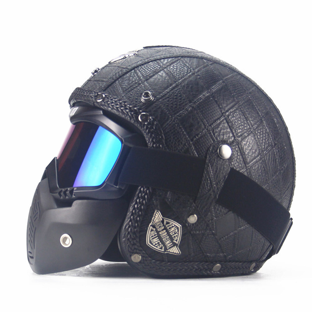 autopdr open face vintage motorcycle helmet 3/4 Retro DOT  Biker Beanie Helmets Ride in style and safety DOT approved for your peace of mind Pu Leather Autopdr Helmet AUTOPDR