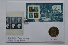 175th ANNIVERSARY OF THE PENNY BLACK ROYAL MINT COIN/MEDAL COVER