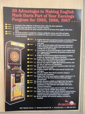 Arachnid English Mark Darts Game Flyer Original Magazine Pull Out Ad Vers 2