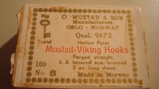 50+ Mustad -Viking #8 Fly tying Hooks t.d. tap, eye, bronzed, 3x long shank