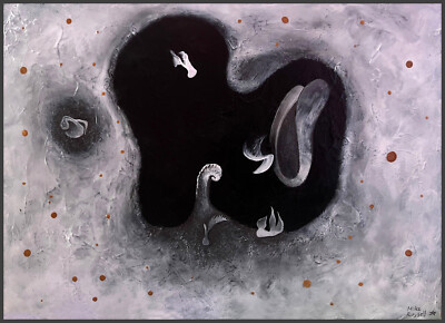 Original Gemälde auf Holz von Mike Russell. Ohne Titel.