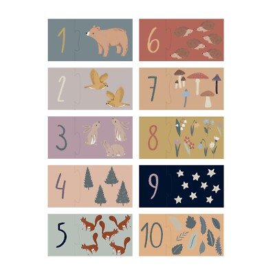 NEU Sebra -Puzzle NIGHTFALL - ZAHLEN 20-teilig 10 kleine Puzzle a´2 Teile