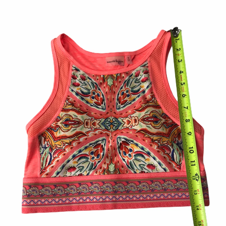 Sujetador Deportivo Nanette Lepore Top Corto Play Carrusel Rosa Coral Espalda Corredora Pequeño Foto 3 de 4