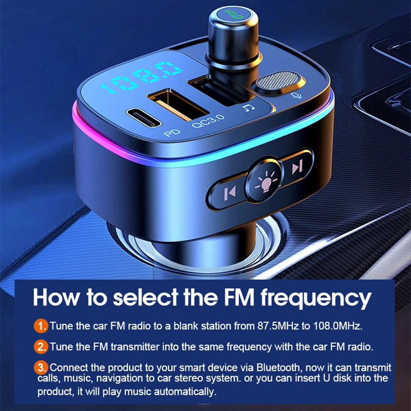 Type-C USB PD Quick Car Charger Bluetooth FM Transmitter for iPhone X Samsung S9 - Image 3 of 4