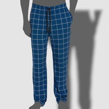  45 Perry Ellis Men's Blue Gingham Plaid Microfiber Sleep Pajama Pants Size XXL
