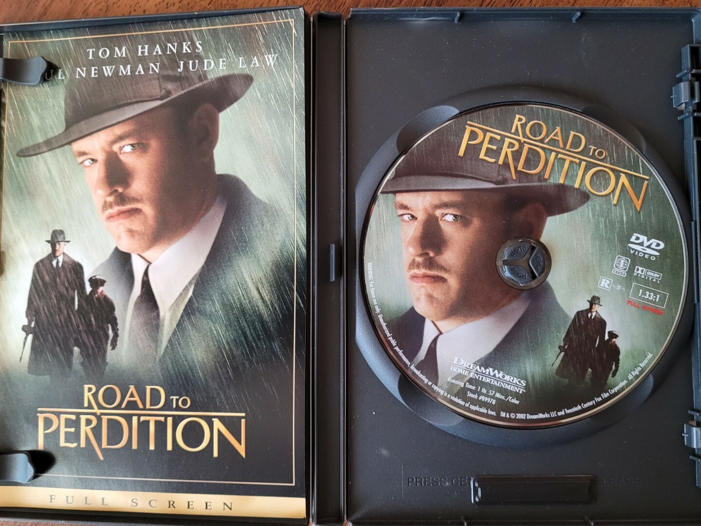 Road to Perdition (DVD, 2003, Full Frame) Tom Hanks, Paul Newman, Jude