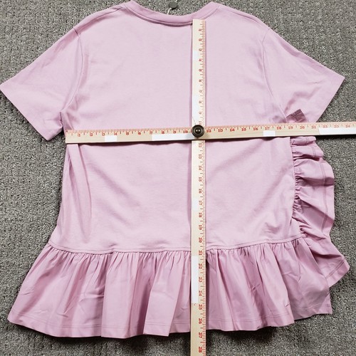 Top Valentino Mujer Pequeño Rosa Volantes Dobladillo Manga Corta Hecho en Italia NUEVO NUEVO CON ETIQUETAS - Imagen 8 de 14