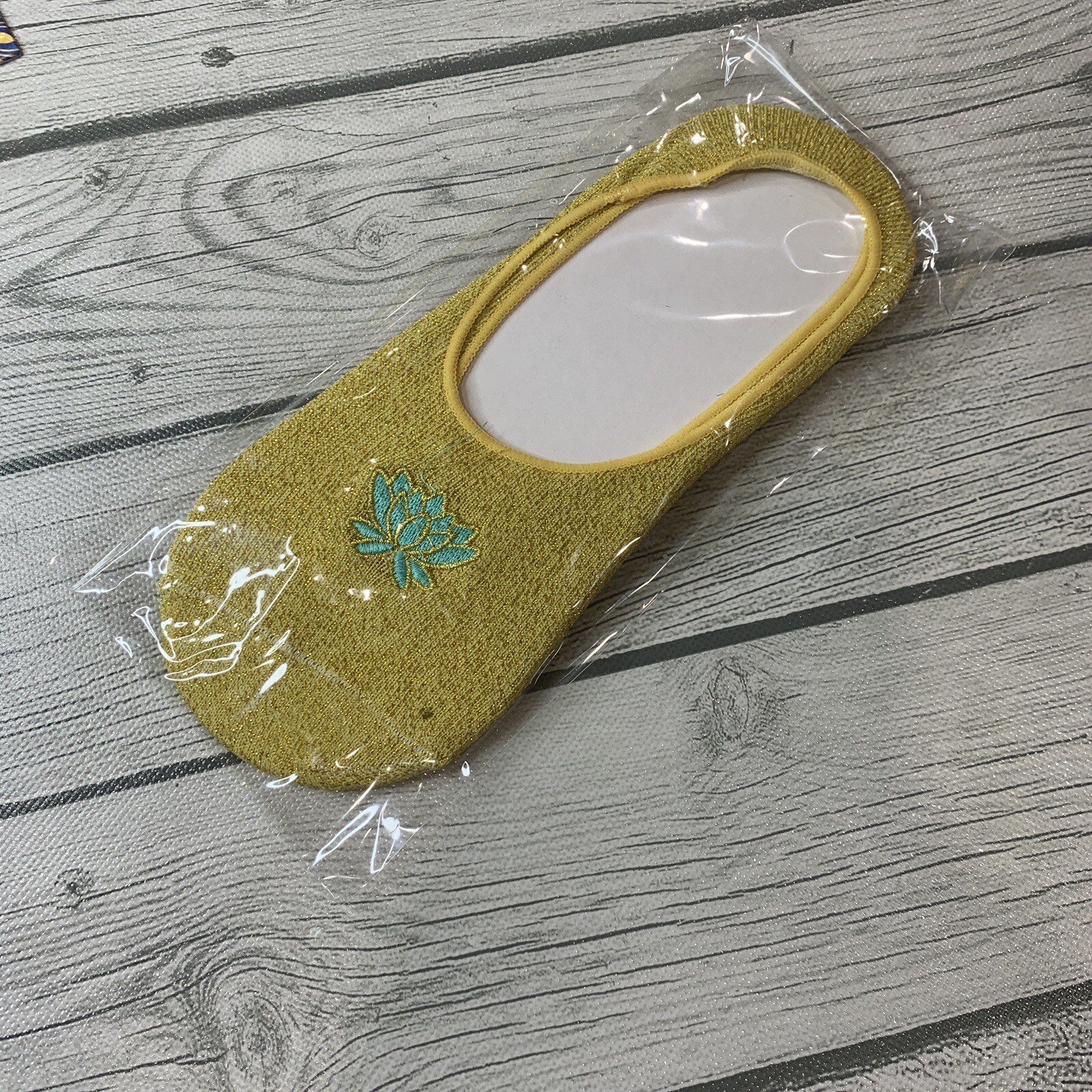 Disney Aladdin Jasmine No show Socks подошва сцепление без скольжения низ золотой сине-зеленый лотос-image