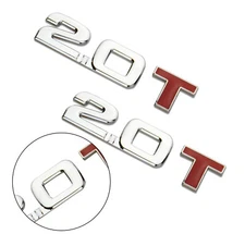 2Pc 2.0T Turbo Metal Trunk Emblem 2.0 T 3D Badge Decal Sticker for Car Trucks
