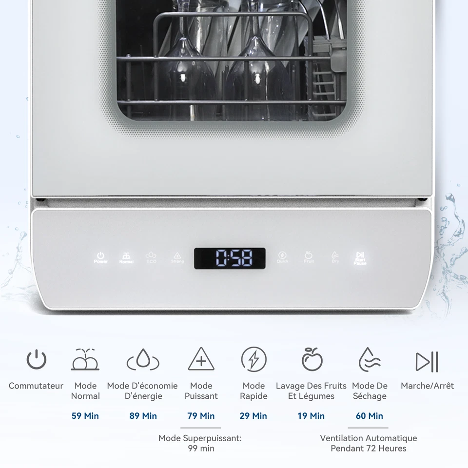 YUSING 5L Mini Lave-Vaisselle Pose Libre 7 Programmes Lave-Vaisselle de Table - Imagen 4 de 4