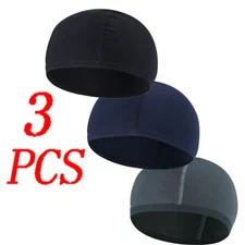 3PCS Men Women Skull Cap Quick Dry Sweat Beanie Caps Mototcycle Helmet Liner Cap