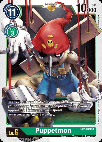 BT2-049 Puppetmon Rare Mint Digimon Card